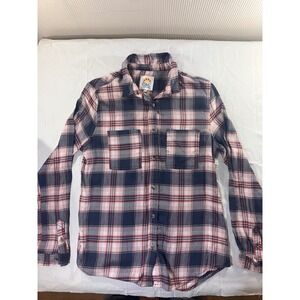 C&C California Plaid Flannel Shirt‎ Womens Medium Long Sleeve Rayon Polyester